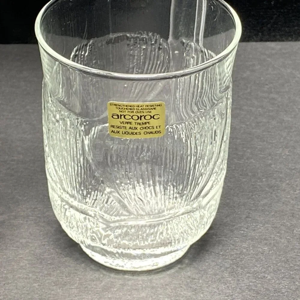 Vintage Arcoroc Set Of 6 Heat Resistant Glassware  - 7 Oz Textured Tumblers